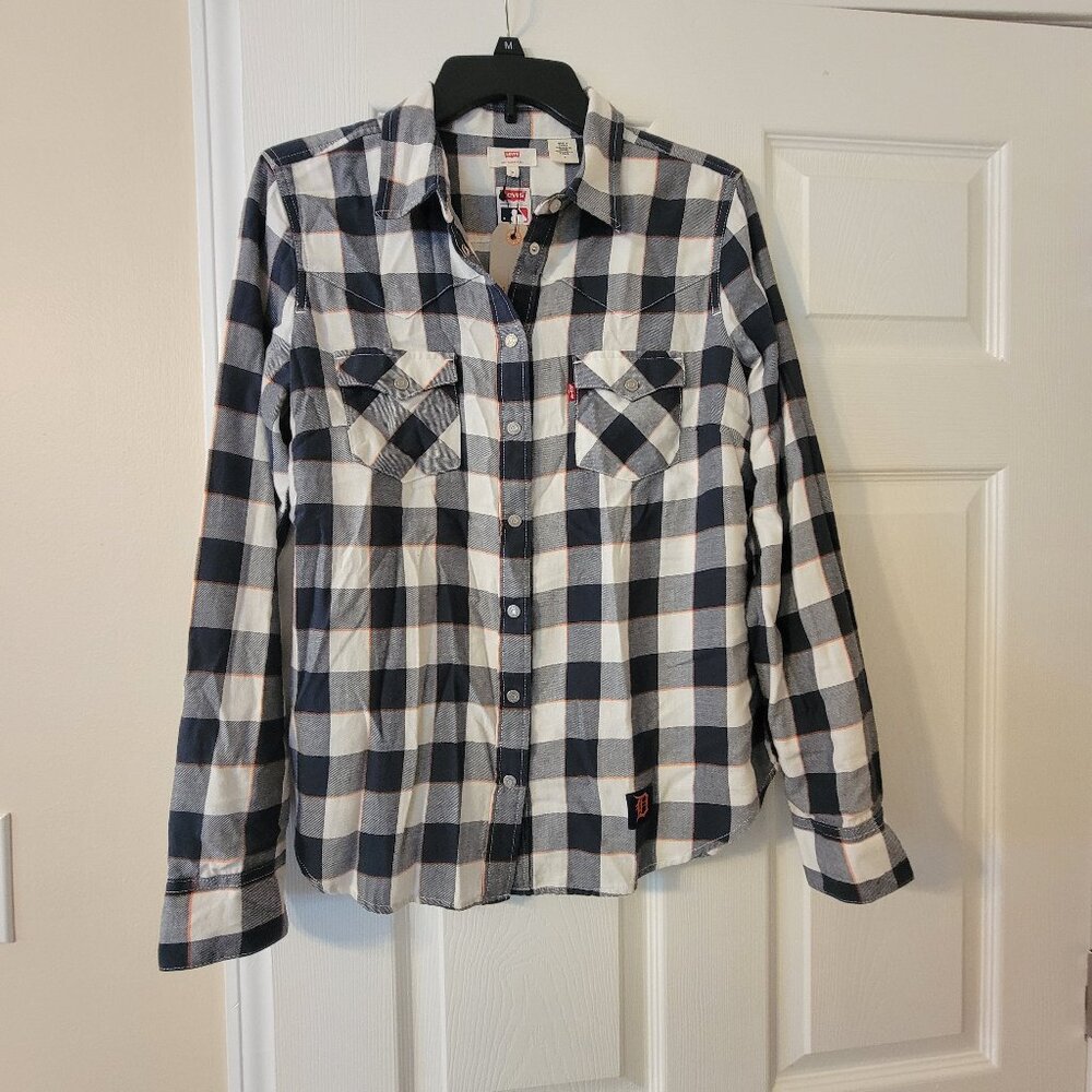 Levis x MLB Series Detroit Tigers Plaid Long Sleeve Shirt - M - NWT